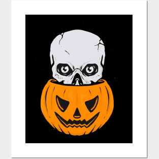 Pumpkin skull halloween Posters and Art